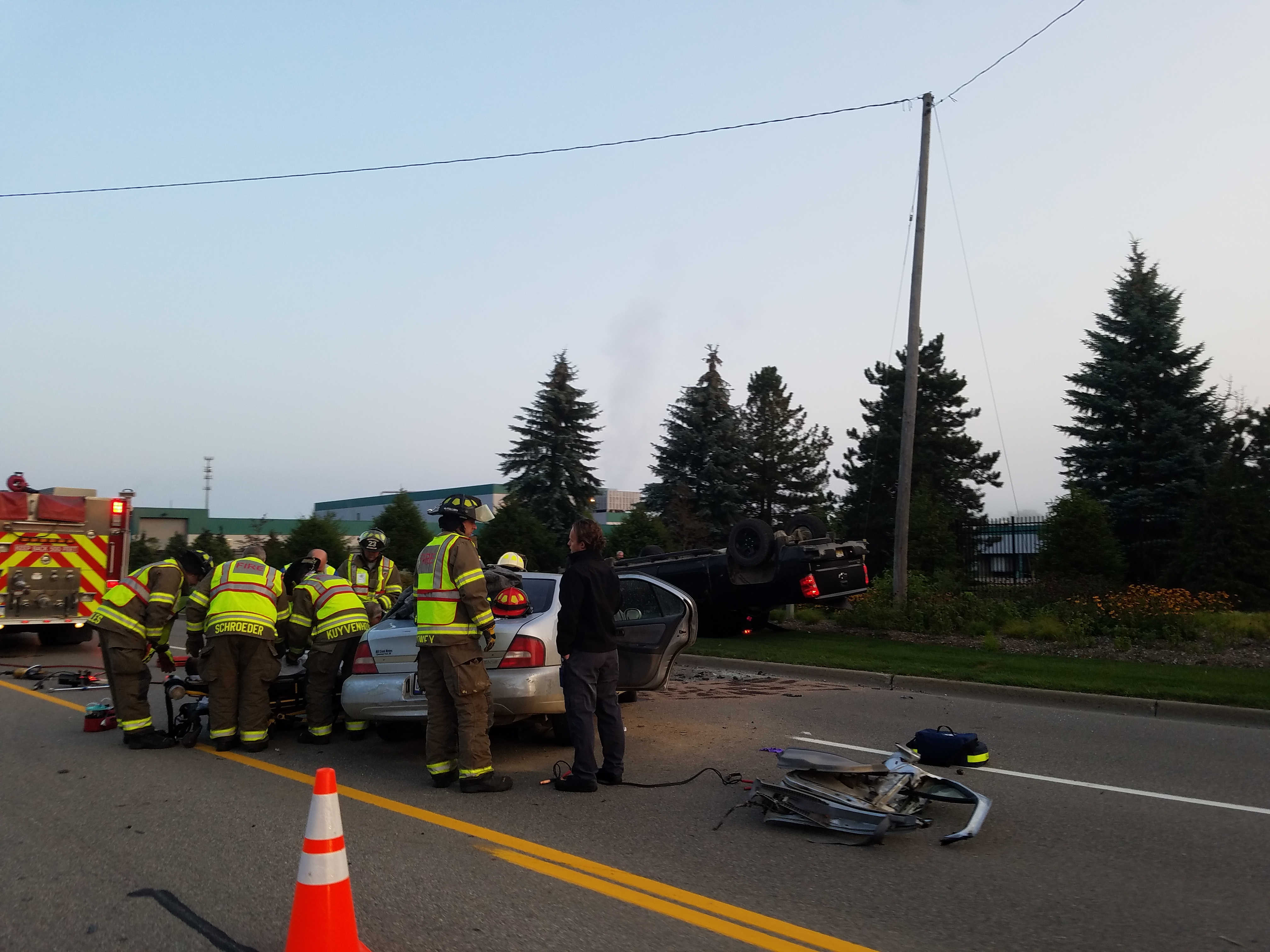 1 person hospitalized after rollover crash in Ada